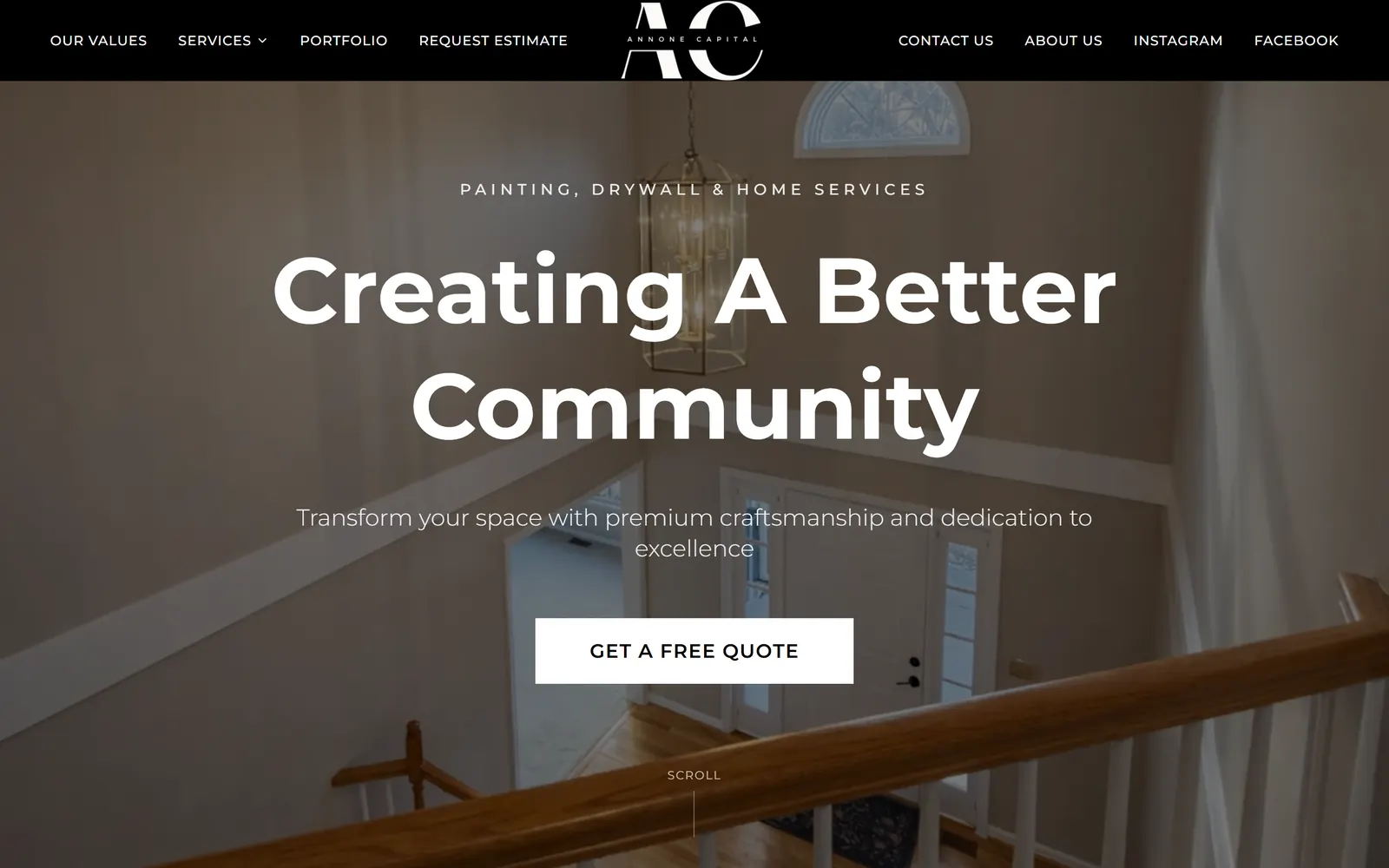 Annone Capital painting and drywall website homepage built by Peak Web Technologies
